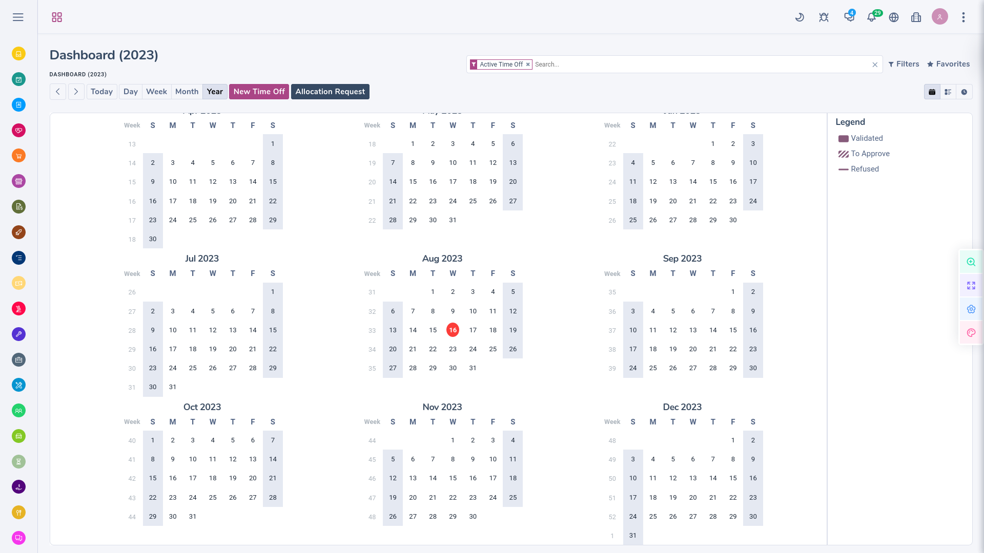 Extra View •  Time Off(Calendar View)