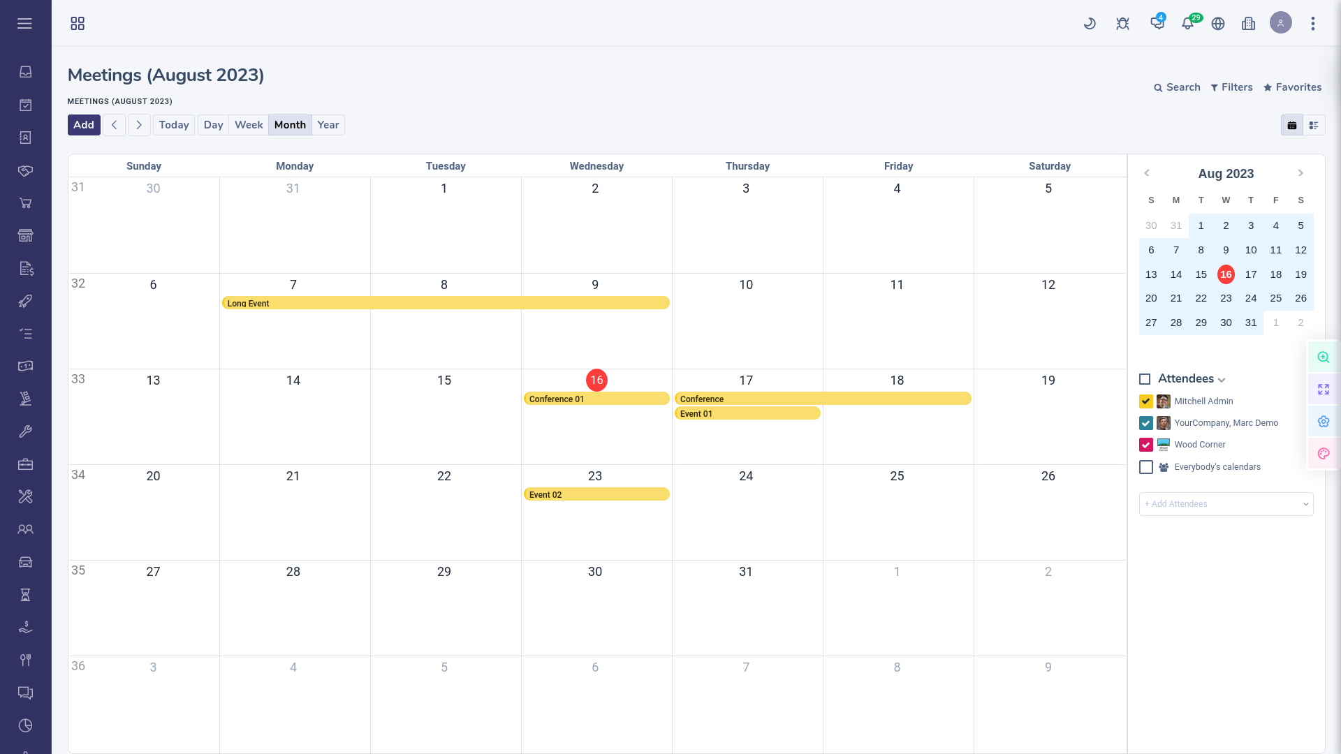 Calendar View •  Month