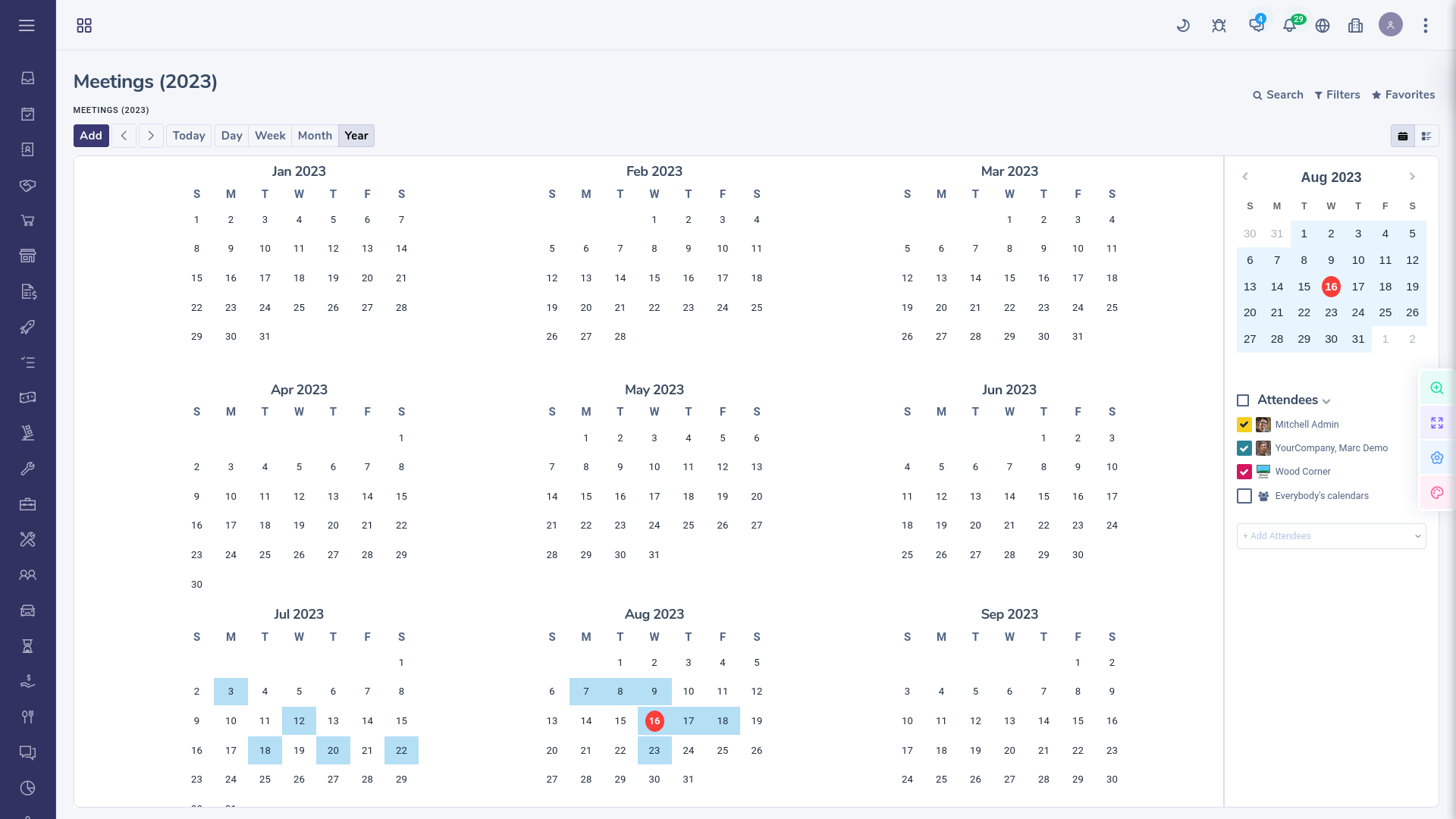 Calendar View •  Year